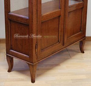 Louis Philippe style display cabinet handcrafted in solid walnut wood with 2 doors